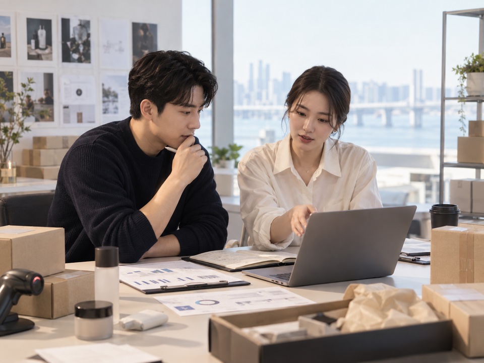 판매 데이터와 유통 운영 성과를 검토하는 모습
