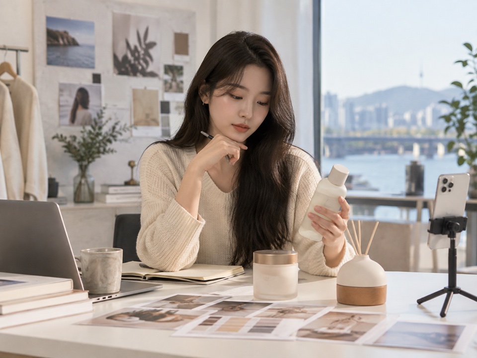 채널에 어울리는 상품을 살펴보는 크리에이터